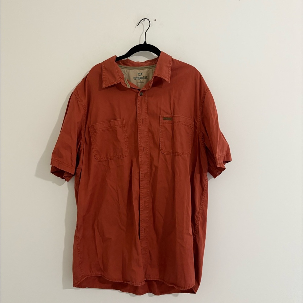 Outdoor Life Men's Casual Button Down Shirt - Rust Orange